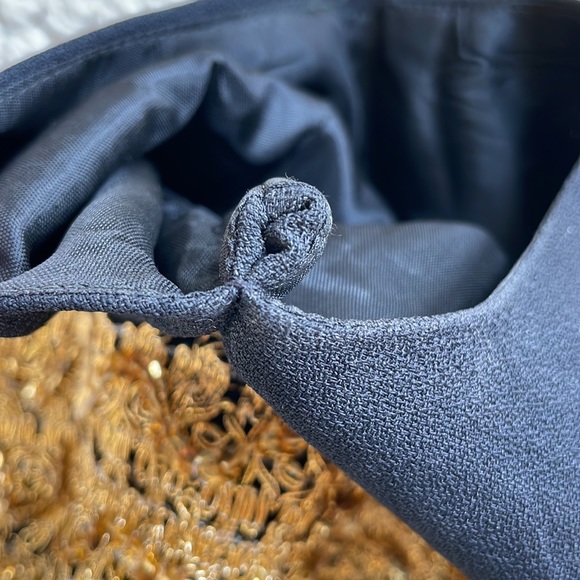 Vintage black mini dress with gold waistband - Picture 14 of 15